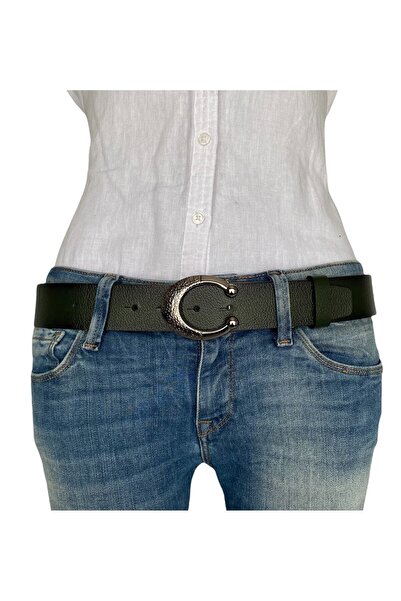 GoDeri 100% piele naturală, cu cataramă argintie, curea de blugi pentru femei, verde, 4 cm=an-byn-52