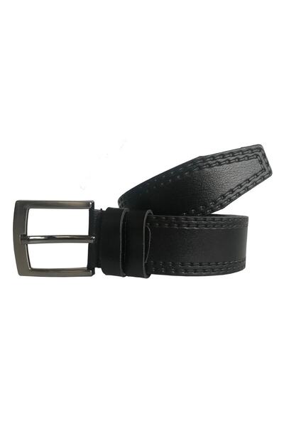 GoDeri Шкіряний ремінь з подвійним швом, чорний, 4,5 см = dk-0074