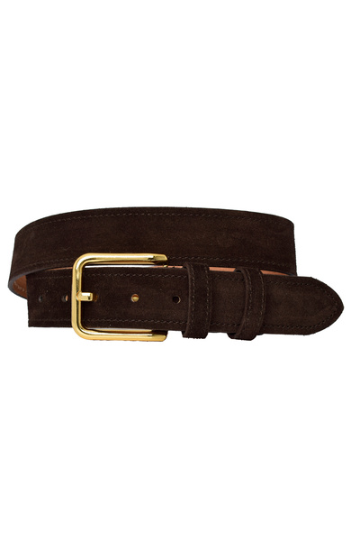 GoDeri 100% Genuine Leather, 4 cm Suede Dark Brown Women's Belt with Gold Buckle