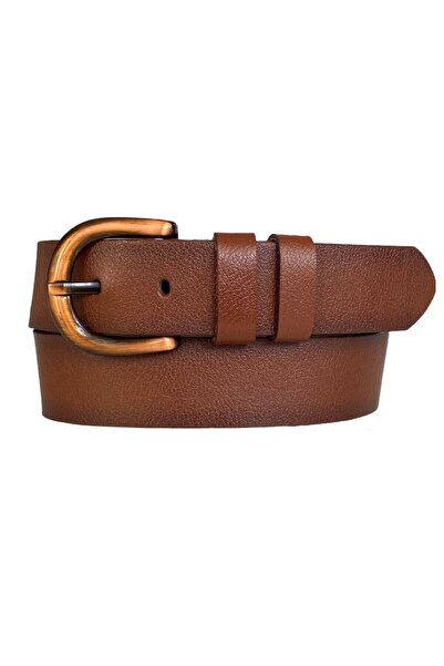 GoDeri 100% جلد طبيعي، إبزيم نحاسي أسطوري، حزام جينز نسائي بني 4 سم = 26 - نحاس