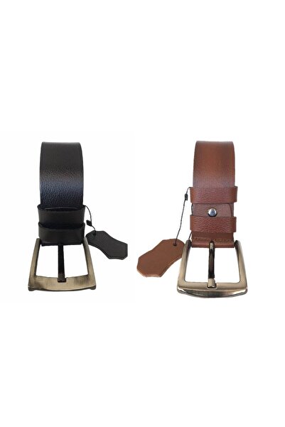 GoDeri 100% натуральна шкіра, супер 2-в-1 чорний, коричневий спортивний ремінь 4,5 см = 2 шт.