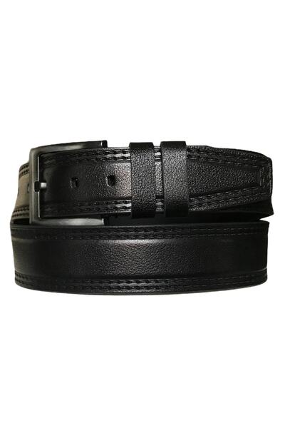 GoDeri Μαύρη αθλητική ζώνη τζιν από γνήσιο δέρμα - Διπλή ραφή, 4,5 cm=hs-dk-0005