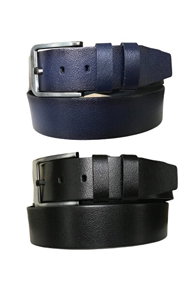 GoDeri Genuine Leather Set of 2 Jeans, Sports Belt; Black, Navy Blue 4.5 Cm=2...