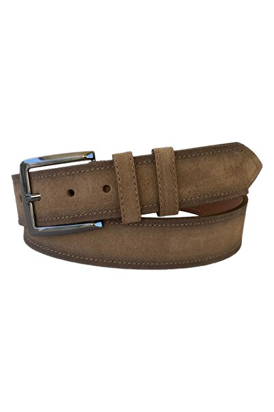 GoDeri 100% Genuine Leather Suede Mink Color Belt 4 Cm=suede.leather.4cm