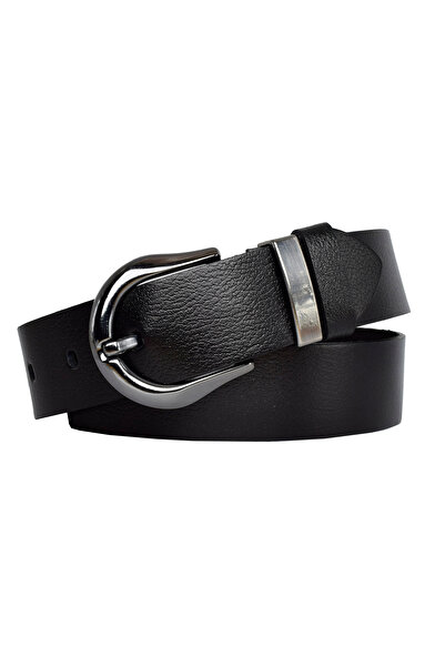 GoDeri 100% جلد طبيعي، إبزيم بدلة نيكل أسود 4 سم حزام نسائي أسود؛ جينز، حزام رياضي = BY-70.NKL