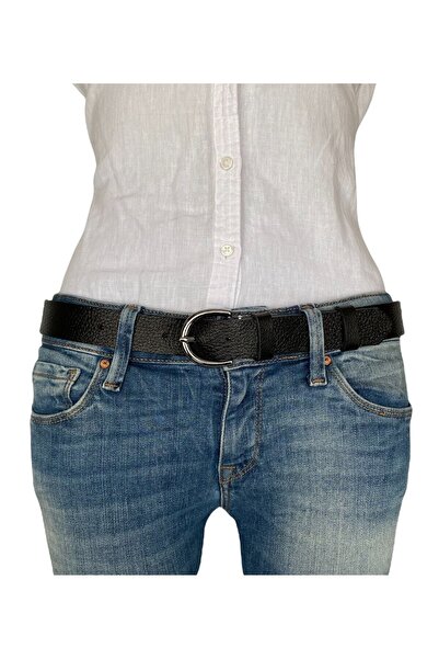 GoDeri 100% γνήσιο δέρμα νικέλιο πόρπη Μαύρη εμπριμέ λεπτή γυναικεία ζώνη, 3cm=3cm-kdn-03