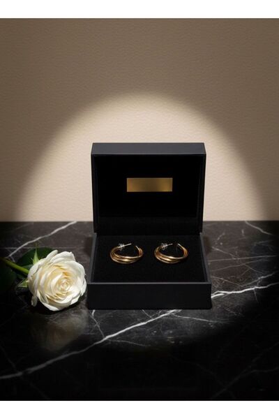 BYFASHION Çelik 3 katmanlı Harika Halka Küpe