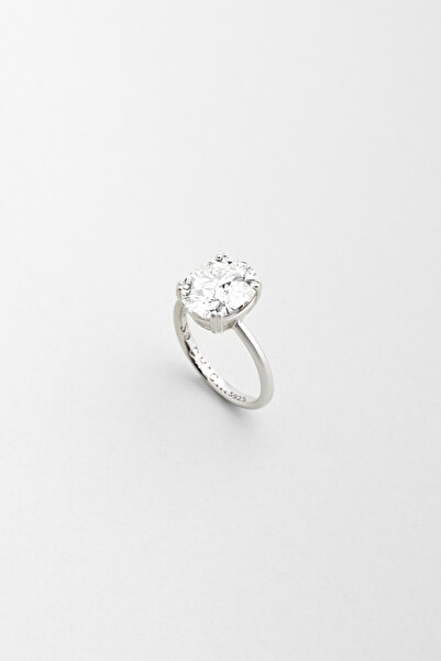 So CHIC... Mozanit Rüyası 18 Ayar Beyaz Altın Kaplama Gümüş Tektaş Yüzük