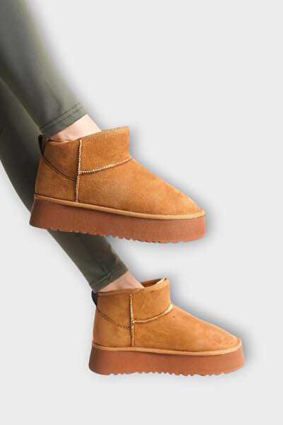 NOREL STREET UG-W Australia Vizon Renk Süet Kar Botu (Mini XL) Kadın Bot Kışlık Bilekte Bot & Bootie