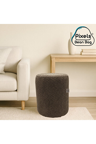 PixelsBeanBag Large round ottoman in boucle fabric from Pixel Bean Bag, for living room and bedroom