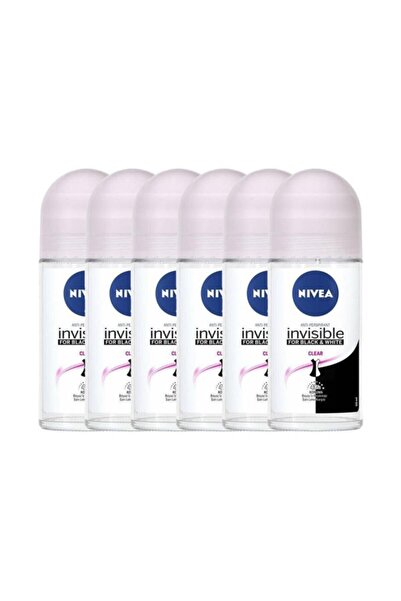 NIVEA Invisible Black&white Clear 50 ml Kadın Roll On 6'lı Paket