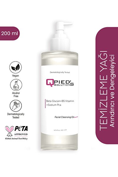 Qpieds Solutions Siyah Nokta Karşıtı Yüz & Makyaj Temizleme Yağı 200 ml