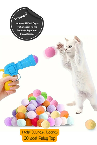 TRİPULAM İnteraktif Kedi Oyun Tabancası | Peluş Toplarla Eğlenceli Oyun Zamanı