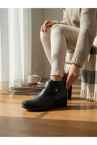 MAGIC SHOES Women's Black Comfort Full Orthopedic Mother Boots