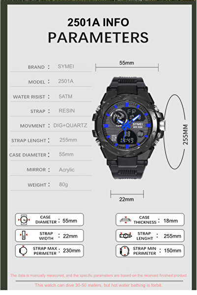 shiyunmei Sports digital watch with illuminated dual display screen, suitable for an active lifestyle