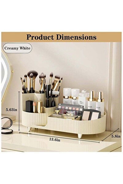 fulina Rotating Vanity Makeup Organizer with Brush Holder, Large Spinning Cosmetic Storage for Skincare