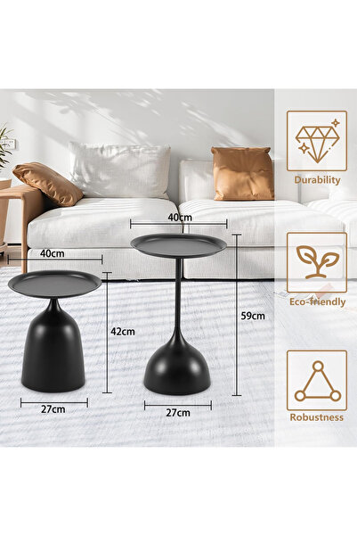 Generic Leon Home Two-piece Nordic Metal Coffee Side Tables – Retro Wrought Iron, Weather-Resistant