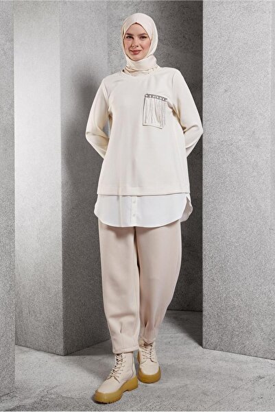 Alvina 45153 Model Garnished Tracksuit Tunic