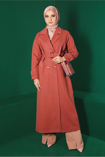 Alvina Belted Buttoned Long Cape Coat 90300