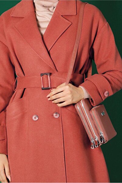 Alvina Belted Buttoned Long Cape Coat 90300