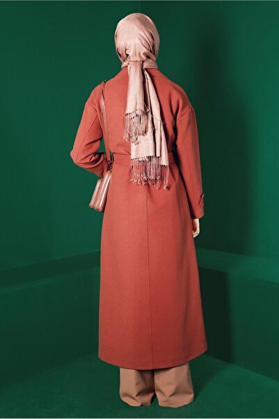 Alvina Belted Buttoned Long Cape Coat 90300