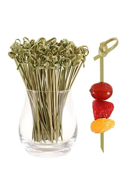 Generic 100 Pc Bamboo Knot Fruit Sticks Wooden Toothpicks