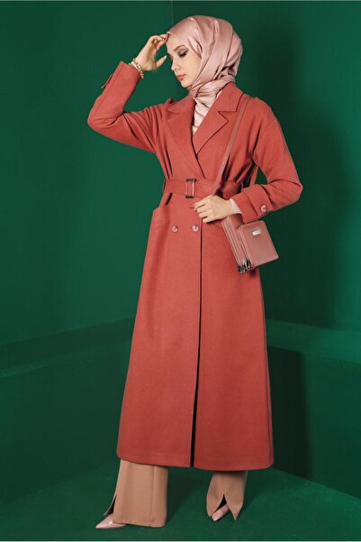 Alvina Belted Buttoned Long Cape Coat 90300