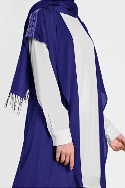 TRENDTESETTÜR KADIN LACİVERT (SAKS) ДВОЯРОВИЙ ТУНІК З ДЕТАЛЯМИ НА ПЛЕЧАХ 4475