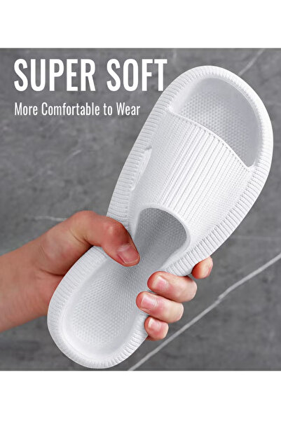 Generic Women Household Slippers, Non-Slip Thick Soft Bathroom Shower Slippers for Daily Use (White, Size 38