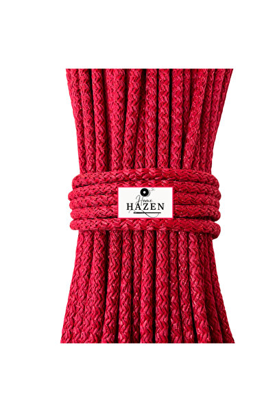 Hazen Home Yarı Mat Polyester Ip 6-7mm 45-50 Metre 1 Kg Ip Sepet Supla Çanta Simli Kırmızı