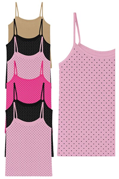 ExLove 6'lı Dantelli Penye İp Askılı Atlet