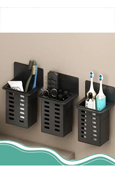 Generic 3-Piece Toothpaste and Toothbrush Holder Set, Wall Mounted Bathroom Storage Organizer Box for Toilet