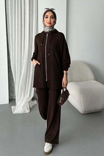 Mogi Butik Γυναικείο Modal χτενισμένο βαμβακερό μεγάλο μέγεθος με κουκούλα με καλυμμένη κεφαλή τουνίκ 3093