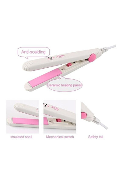 Generic BGM Mini Professional Hair Straightening Iron Light Pink