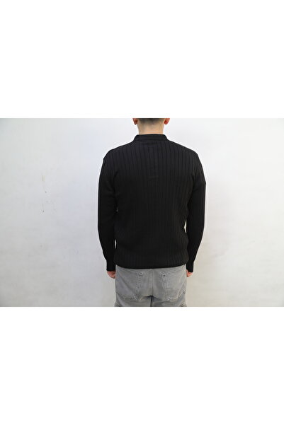 Tarz Cool Ανδρικό πλεκτό πουλόβερ με μαύρα κουμπιά Polo λαιμόκοψη