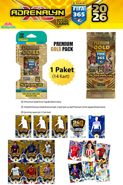 Special Limited Edition Panini FIFA 365 2026 Adrenalyn XL Premium Gold Player Cards 1 Pack
