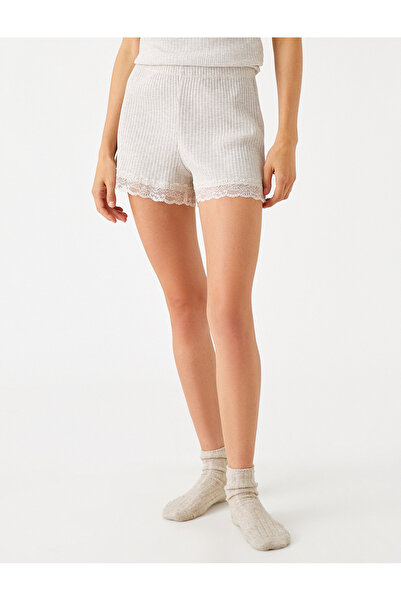 Koton Elastic Waist Shorts with Lace Detail