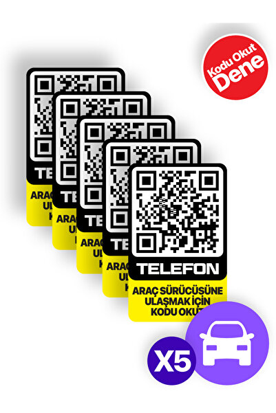 MEO Teknoloji 5'li Paket - Numarasız Numaratör - QR Kodlu Araç Numaratörü - Araç İçi Park Telefon Numarası (Dikey)