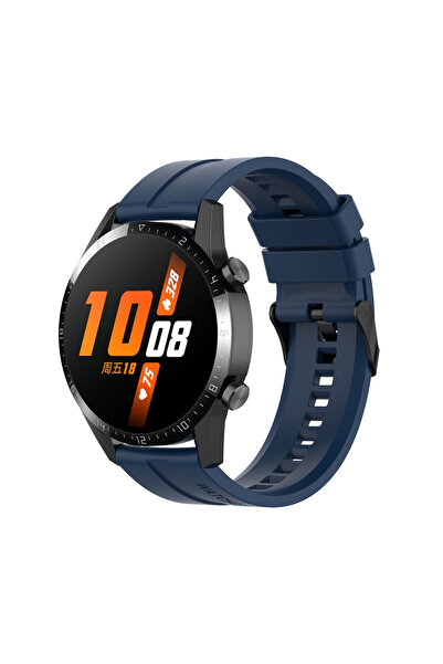 eR D L Curea din silicon compatibilă cu Huawei GT 2, 46mm, albastru închis, lățime curea 22mm.