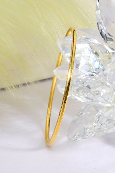 Innuendo 925 Ayar Gümüş Üzeri 22 Ayar Altın Kaplama 10 Gr Düz Ajda Model Oluklu Ajda Kadın Bilezik