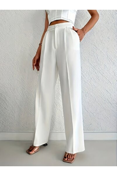 Take Two By Styli White Solid Wide Leg Pant