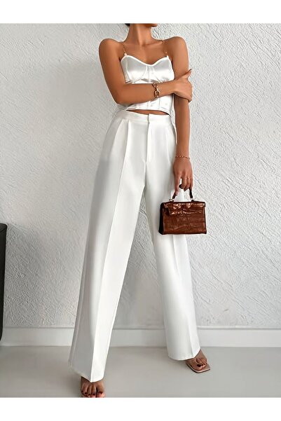 Take Two By Styli White Solid Wide Leg Pant