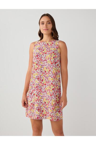 Jimmy Key Λευκό Μίνι Φόρεμα με λαιμόκοψη με λουλουδάτο σχέδιο