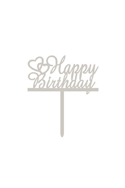 Mirific Party Decor de tort argintiu, 150 x 130 x 1,5 mm, inimă, „La mulți ani”