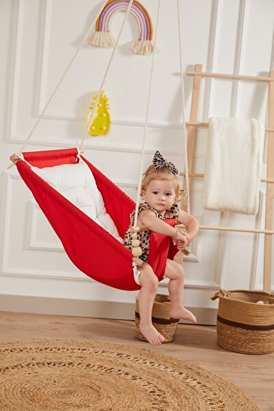 Svava Rüya Ahşap Bebek Hamak Salıncak - %100 Pamuk Ev Tipi Tavan Salıncağı (k...