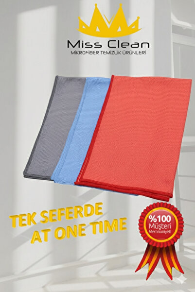 MissClean ( 3 ADET ) Cam Ve Ayna Bezi Mikrofiber Genel Temizlik Bezi Çok Renkli Kurulama Gerektirmez 40*60 Cm