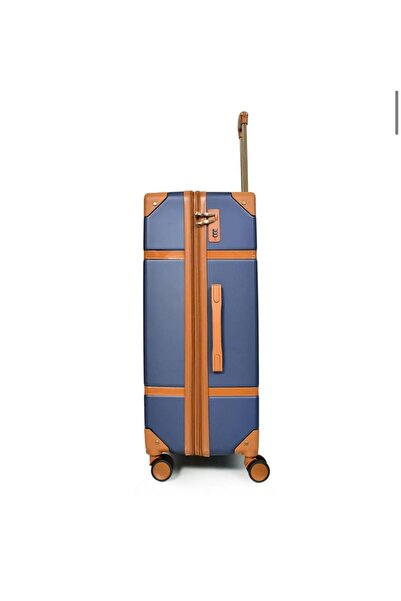 MURANO 3-piece Fiber Travel Luggage Set with Makeup Bag — Dark Blue & Light Brown