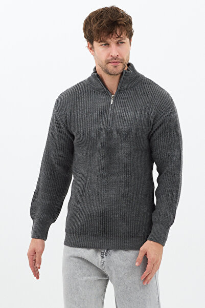 COOL TARZ Чорний чоловічий светр оверсайз із застібкою-блискавкою