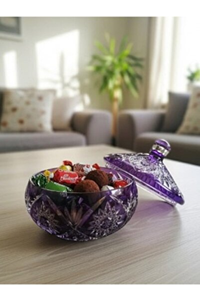 DECOSTYLE Kristal Dekorlu Renkli Kapaklı Şekerlik – 2 Parça Şık Sunum ve Dekor Seti