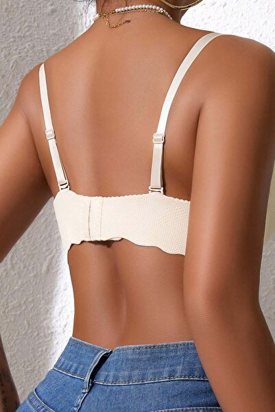 Merry See χωρίς ραφές Αόρατο σουτιέν χωρίς ελαστικό, ελαφρώς υποστηριζόμενο, με λεπτομέρεια καρδιάς, κομμένο με λέιζερ, που δεν αφήνει ίχνη